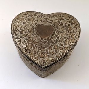 Antique Silver Heart Keepsake Box